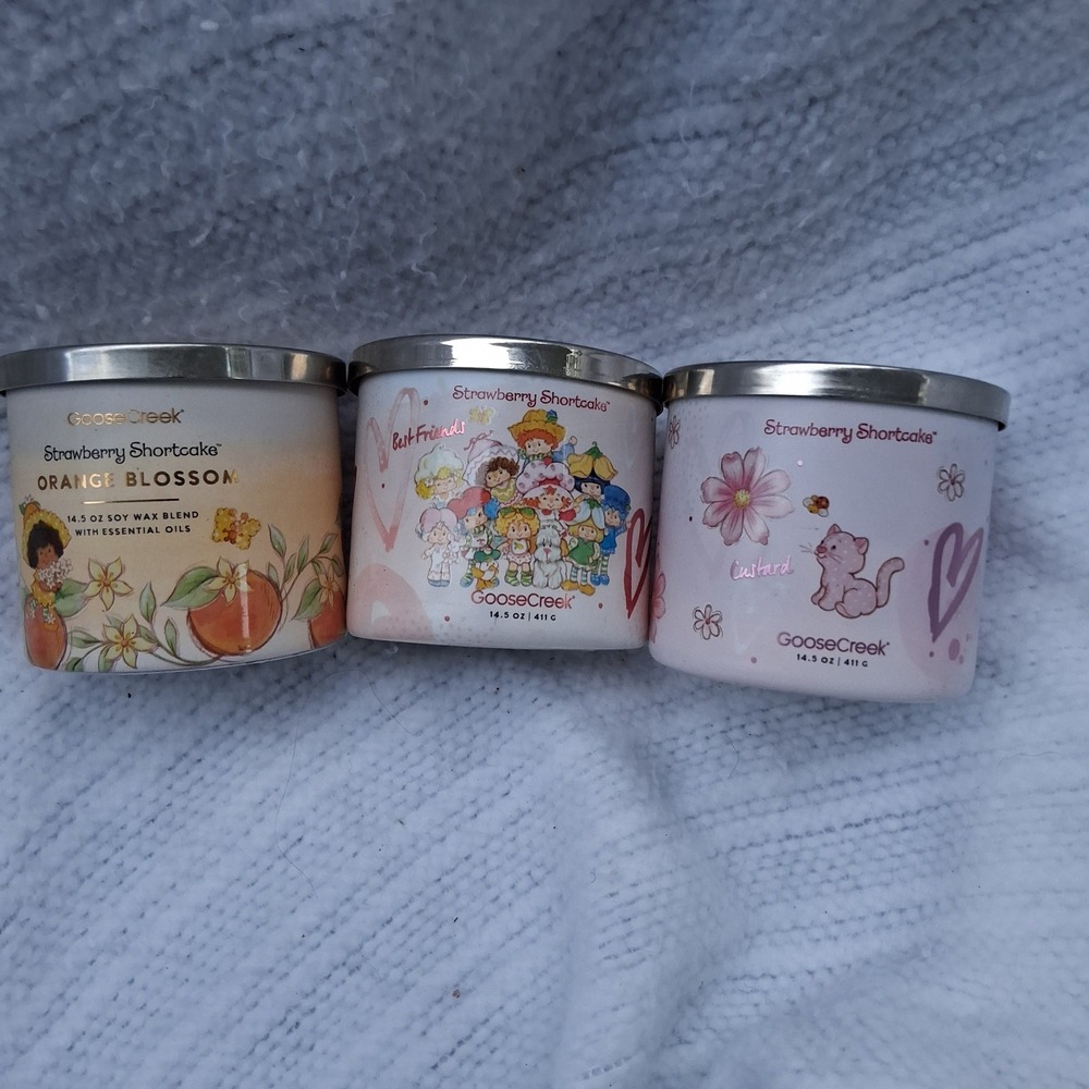 Goose Creek Strawberry Shortcake 3-Wick Candle Set Orange Blossom Custard 14.5oz